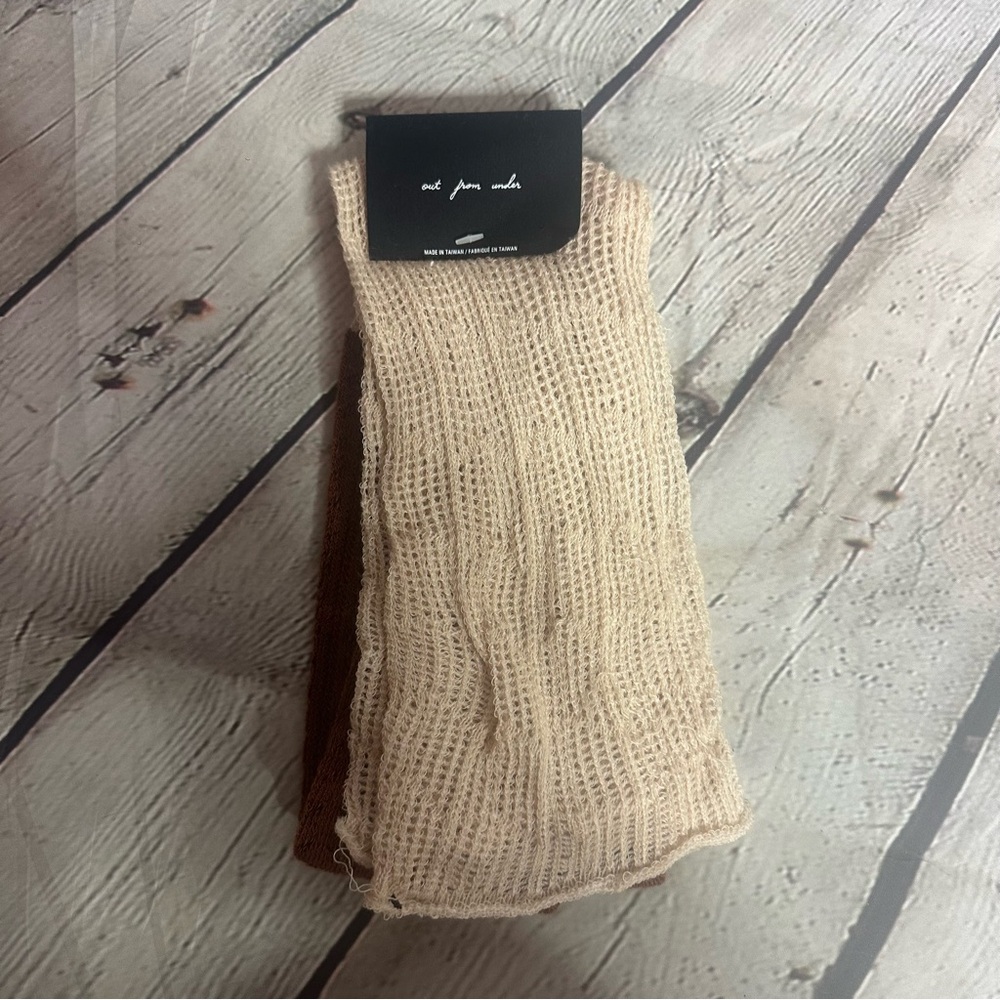 Beige and Brown Knit Socks